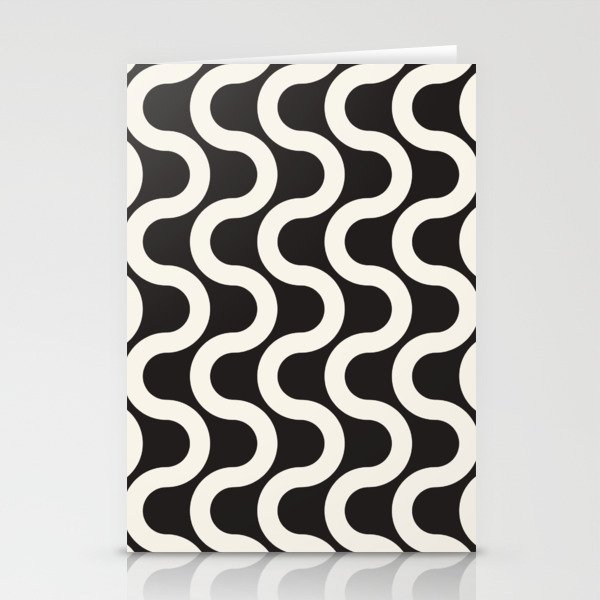 Black and White Wavy Pattern  Stationery Cards