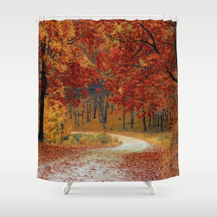 Red Autumn Shower Curtain