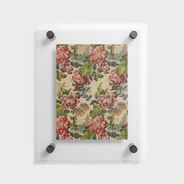 Vintage French Peony Floral Textile, 1700s Floating Acrylic Print