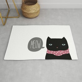 Black Cat Rug | Comic, Cat, Kedi, Popart, Digital, Katt, Cute, Drawing, Animal, Blackcat 