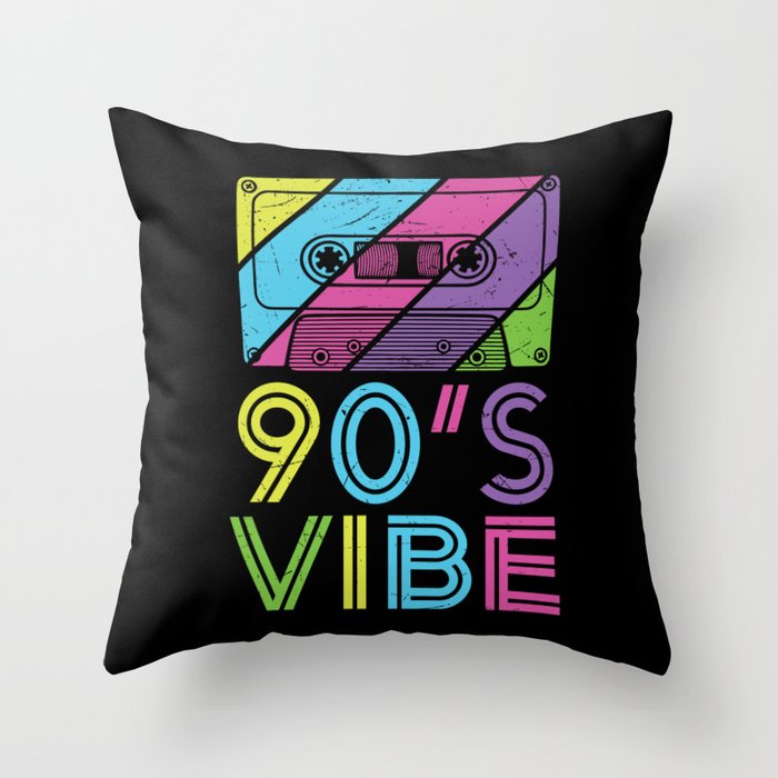 90's Vibe Retro Cassette Tape Music Throw Pillow