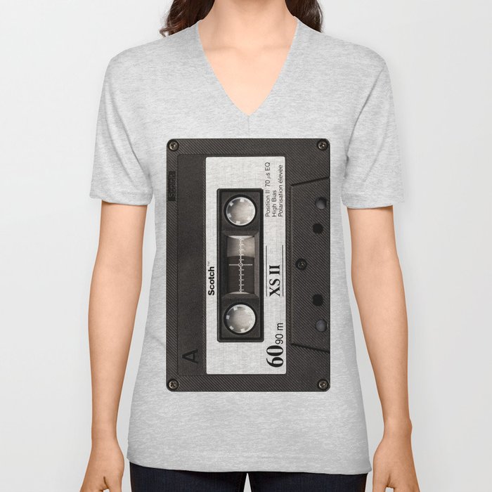 Cassette Tape Black And White #decor #society6 #buyart V Neck T Shirt