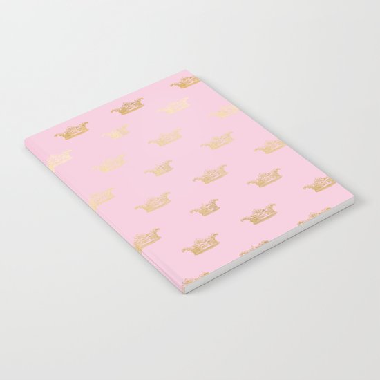 Princess gold crown pattern on pink background Notebook
