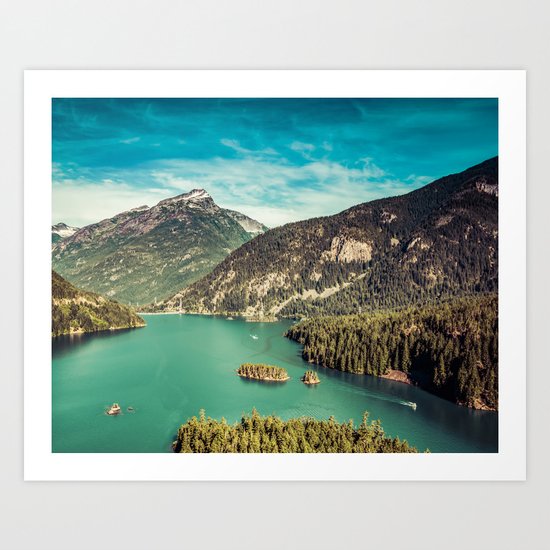 Lake Diablo - Blue and Green Water and Trees Art Print