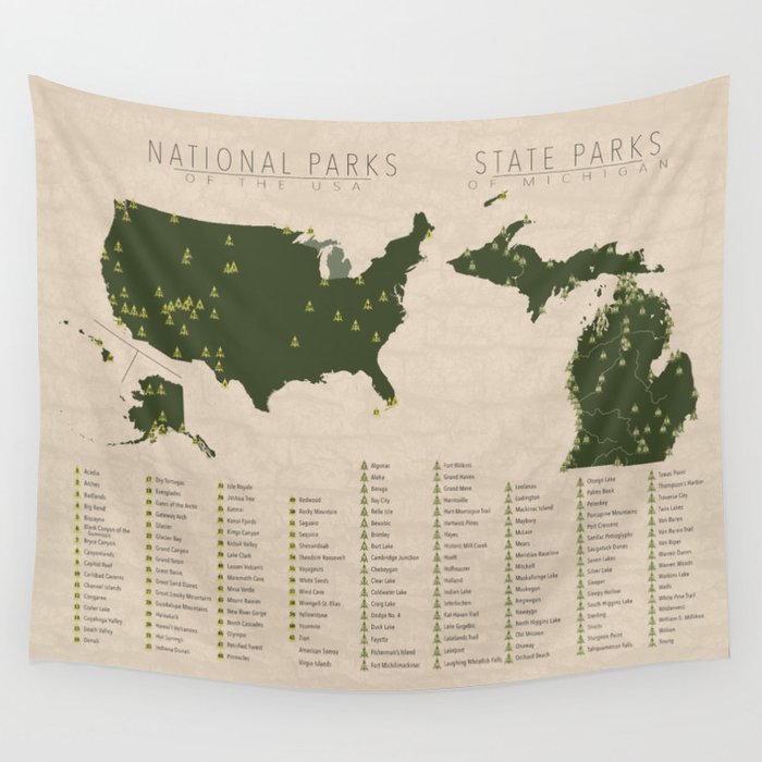 US National Parks - Michigan Wall Tapestry