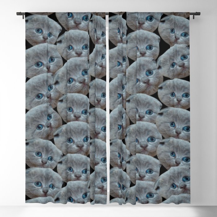 cute collage pattern shorthair grey cat Blackout Curtain