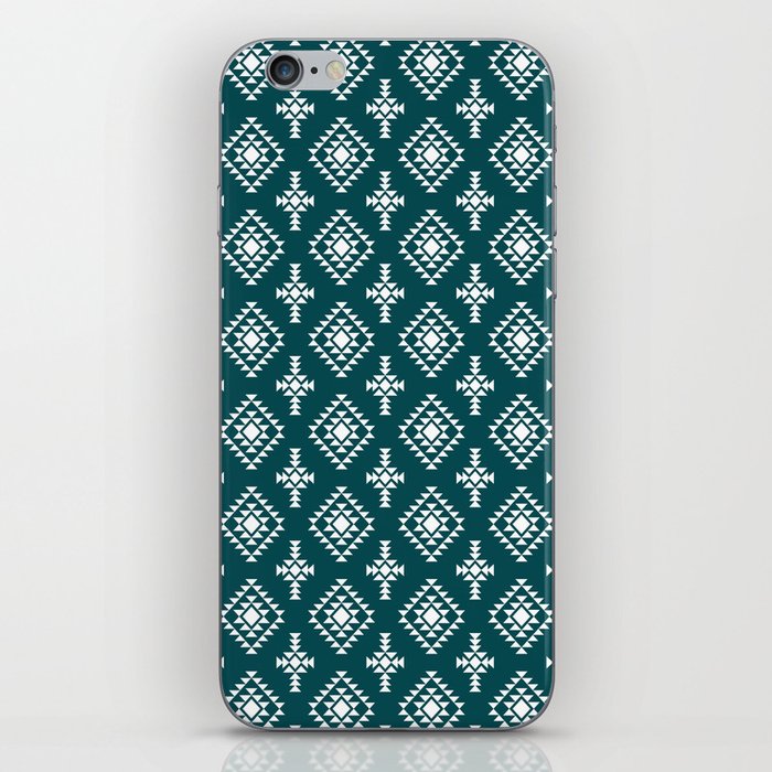 Teal Blue and White Native American Tribal Pattern iPhone Skin
