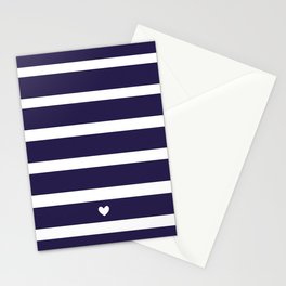 Preppy Navy Blue Stripes Stationery Cards