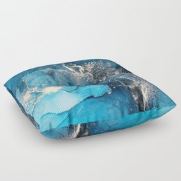 Cosmic Azure + Midnight Blue Abstract Starscape Floor Pillow