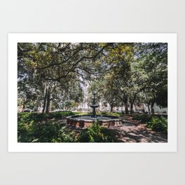 Lafayette Square - Savannah, Georgia Art Print | Park, Trees, Savannah, Southerngothic, Square, Southern, South, Fountain, Georgia, Landscape 
