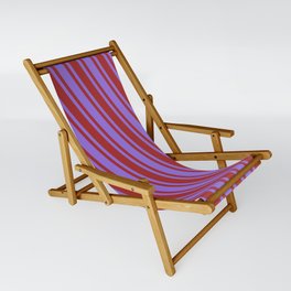 [ Thumbnail: Brown & Purple Colored Stripes/Lines Pattern Sling Chair ]