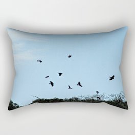 Ravens Flying Birds Over Trees Rectangular Pillow