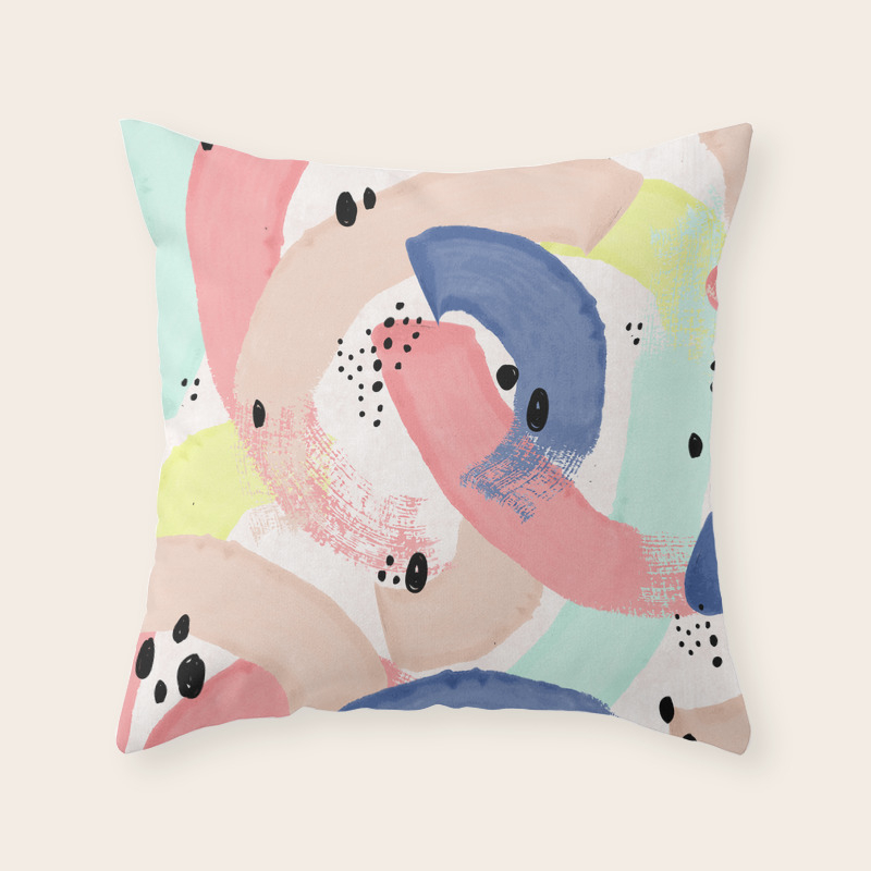 Colourful Brushstroke Spot Artistic Pattern Throw Pillow By