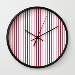 Royal Red Rose Pinstripe on White Wall Clock