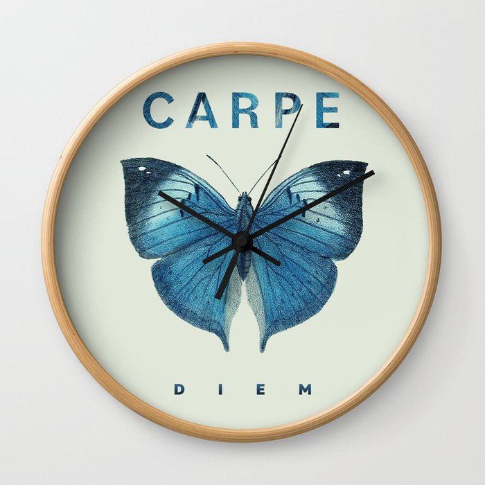Carpe Diem Butterfly Wall Clock