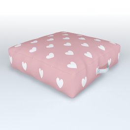 Hearts All Over - rose pink Outdoor Floor Cushion