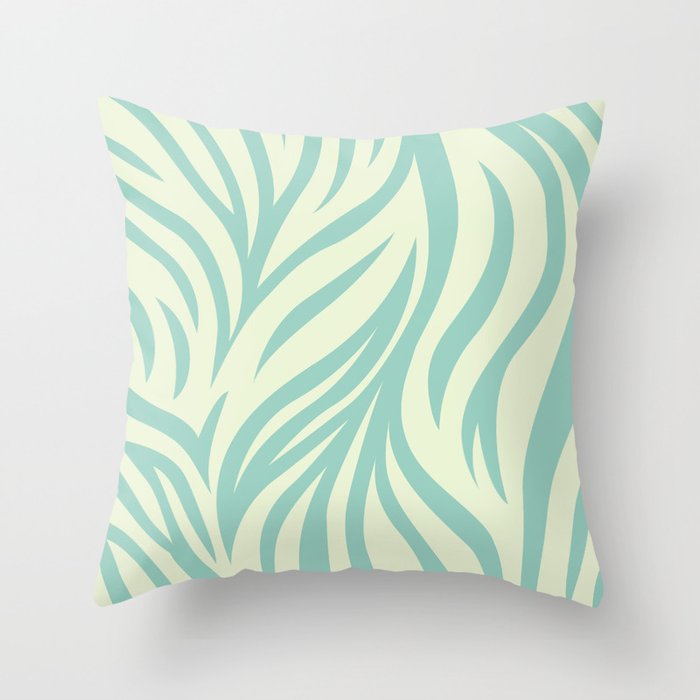 Zebra Skin Print - Sea Green Throw Pillow