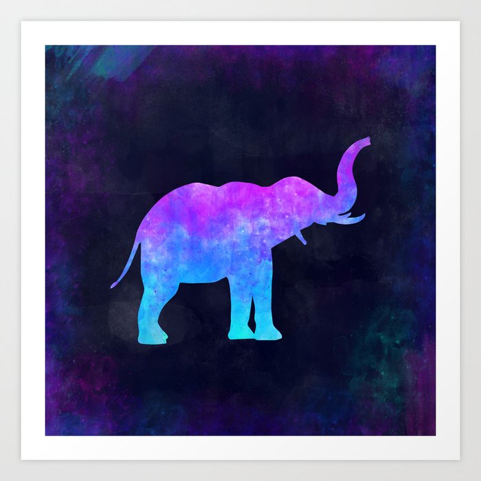 Elephant In Space Animal Graphic Art Watercolor Canvas