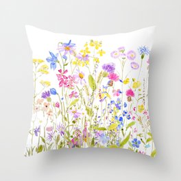 colorful meadow painting Throw Pillow
