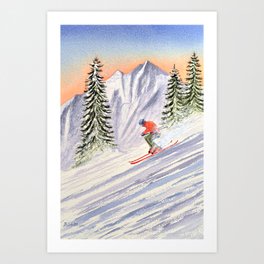 Skiing The Aspen Colorado Slopes Art Print