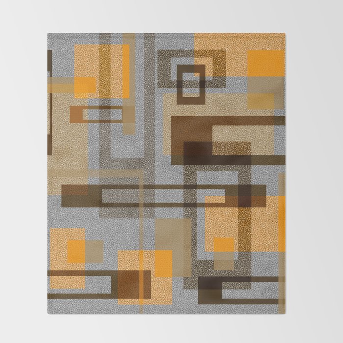 Mid Century Modern Blocks On Gray Throw Blanket By Fischerfinearts Society6