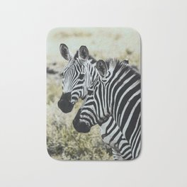 Zebras in the Serengeti Bath Mat | Photo, Animal, Outdoors, Zebra, Wild, Vintage, Africa, Color, Digital, Safari 