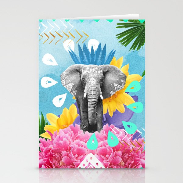 Elephant Festival - Blue Stationery Cards