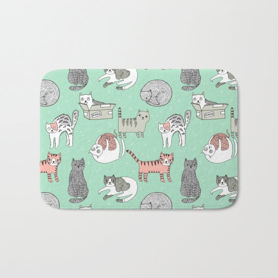 Cat pattern cute nursery cat lady kittens by andrea lauren Bath Mat