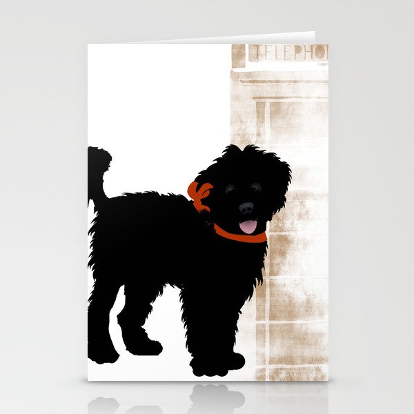 Black Labradoodle dog Stationery Cards