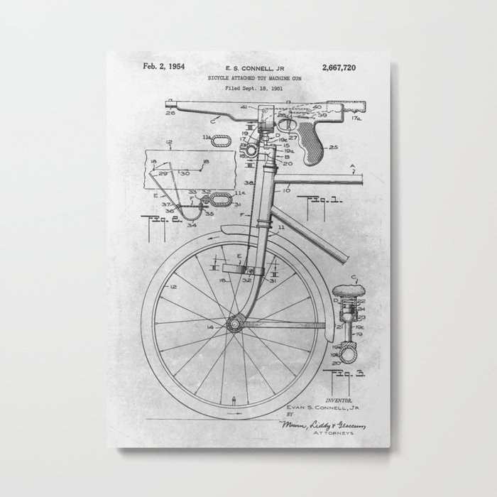 Bicycle attached toy machine gun Metal Print