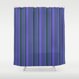 [ Thumbnail: Slate Blue and Dark Slate Gray Colored Lines/Stripes Pattern Shower Curtain ]