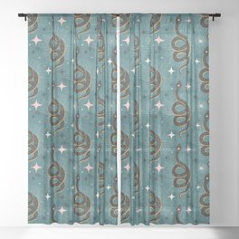 Slither Through The Stars Teal Sheer Curtain