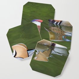 Mandarin Coaster | Colorful, Colourful, Water, Digital, Reflection, Photo, Duck, Mandarin, Bird, Color 