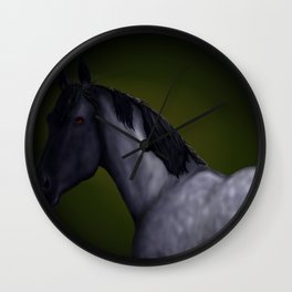 Blue Roan Dappled with Yellow/Green Background Wall Clock