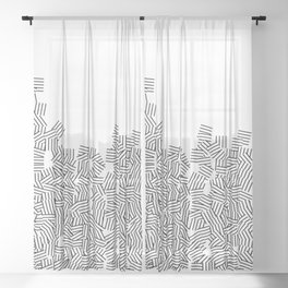 Black White Pattern geometric minimal Sheer Curtain