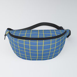 Azure Blue Yellow Thin Square Grid Pattern 2 100% Commission Donated To IRC Read Bio Fanny Pack