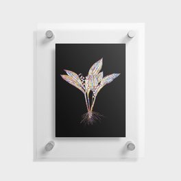 Floral Lily of the Valley Mosaic on Black Floating Acrylic Print