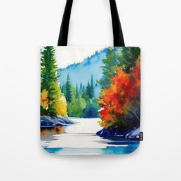 Mountain Watercolor Painting Tote Bag