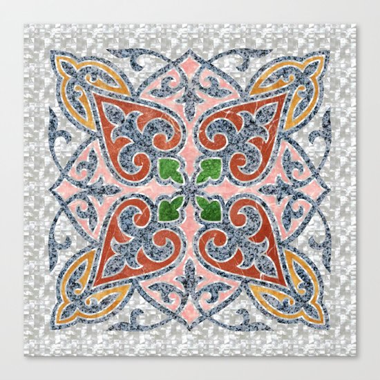 Blue Oriental Tile 03 Canvas Print