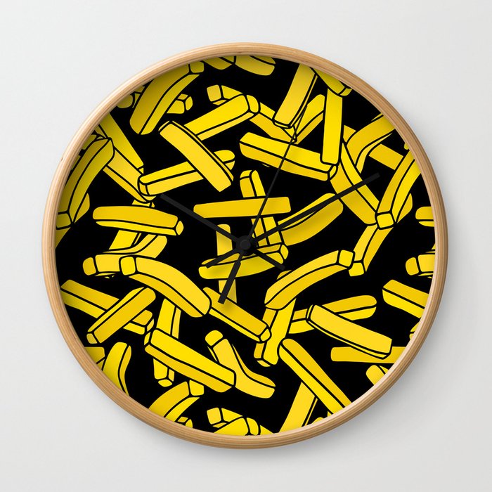 French Fries on Black Wall Clock