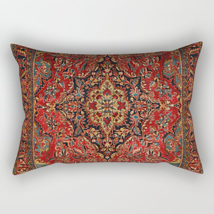 Antique Persian Sarouk Area Rug Rectangular Pillow