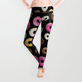 Donut Pattern - Black Leggings
