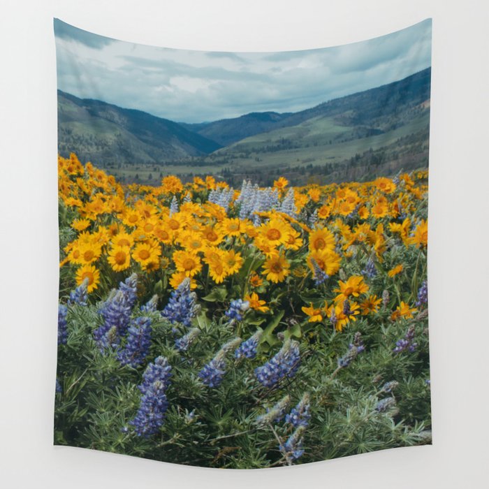 Oregon Spring Wildflower Hillside Wall Tapestry