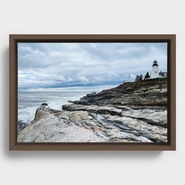 Lighthouse by The Shore (Pemaquid Point, Maine) Framed Canvas