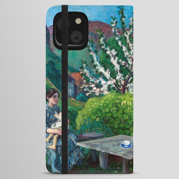 Mother and Children by the Garden Table by Nikolai Astrup iPhone Wallet Case