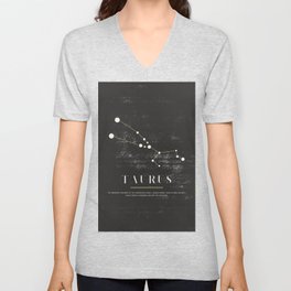 TAURUS - Zodiac Sign Constelation - Black and White Aesthetic V Neck T Shirt