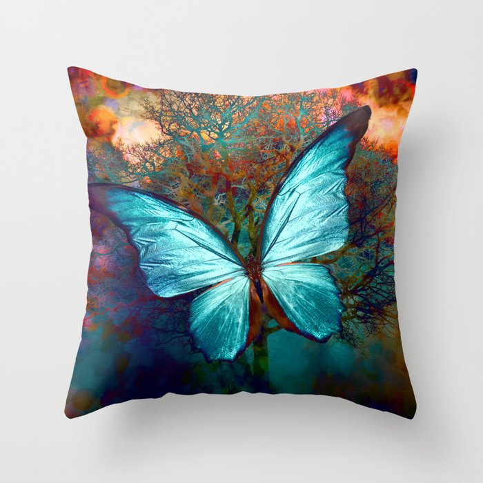 The Blue butterfly Throw Pillow