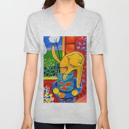 Henri Matisse - Cat With Red Fish still life painting V Neck T Shirt
