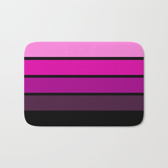 Black , pink , purple striped pattern . Bath Mat