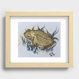 Toad Watercolor Doodle Recessed Framed Print